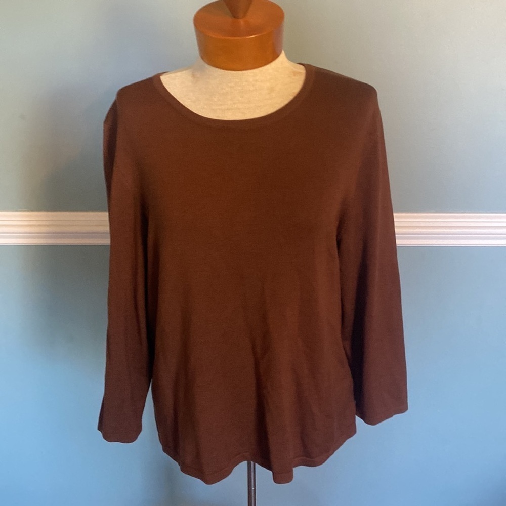 Doncaster sport Brown silk blend stretchy pull over sweater. EUC Sz XL. Classic